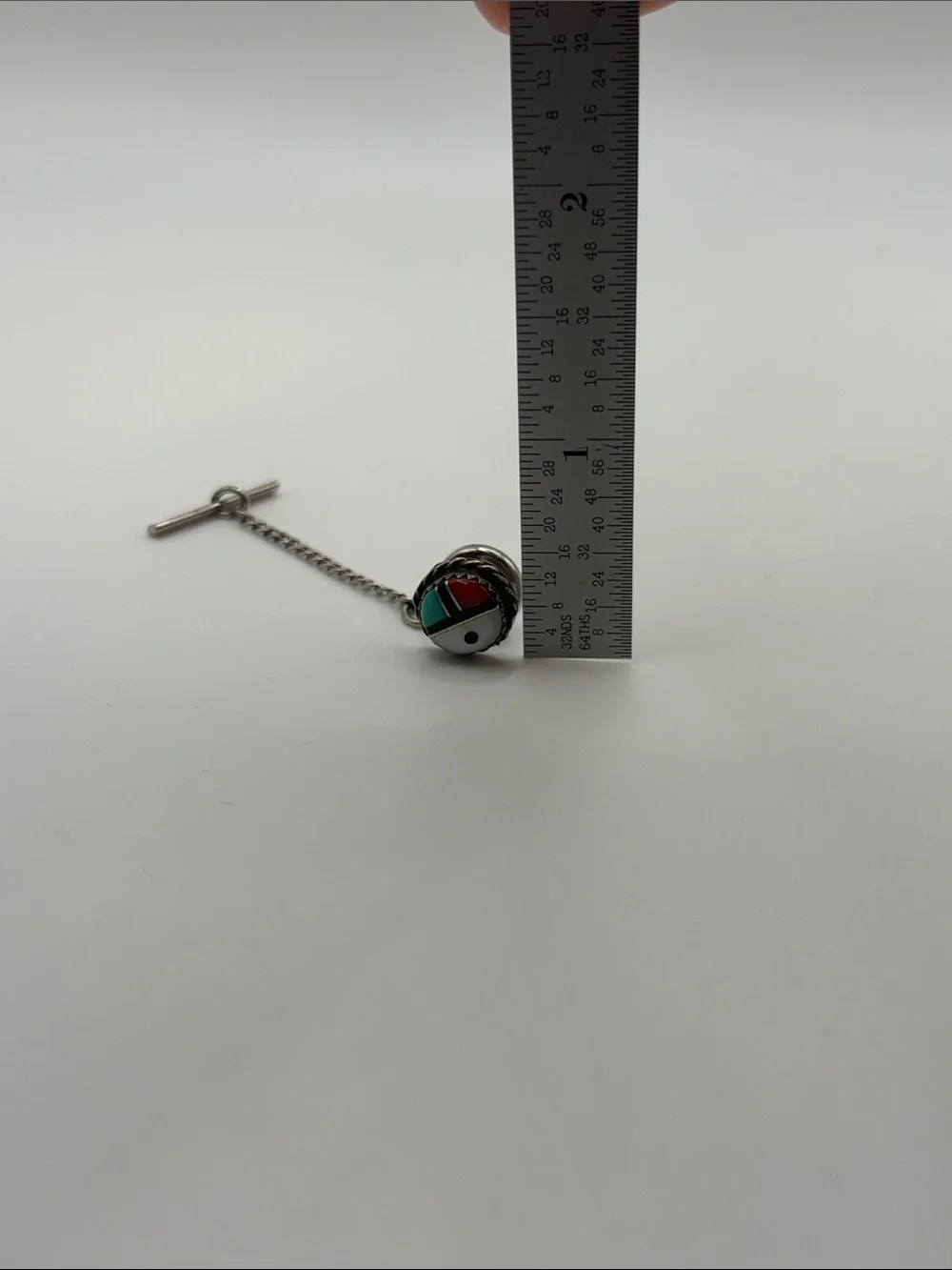 Vintage Sterling Silver 925 Native American  Zuni Sunface tie tack pin
